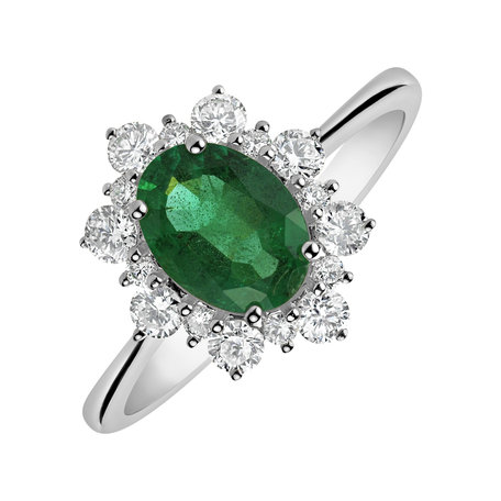 Diamond ring with Emerald Princess