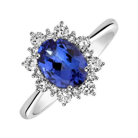 Diamond ring with Tanzanite Princess