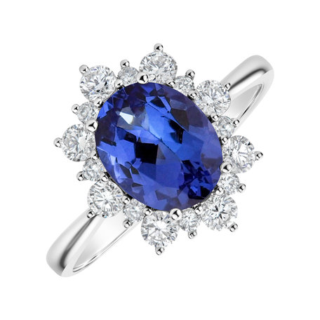 Diamond ring with Tanzanite Princess