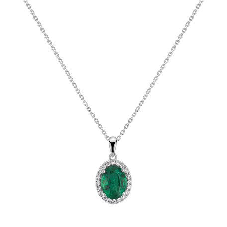 Diamond pendant with Emerald Princess