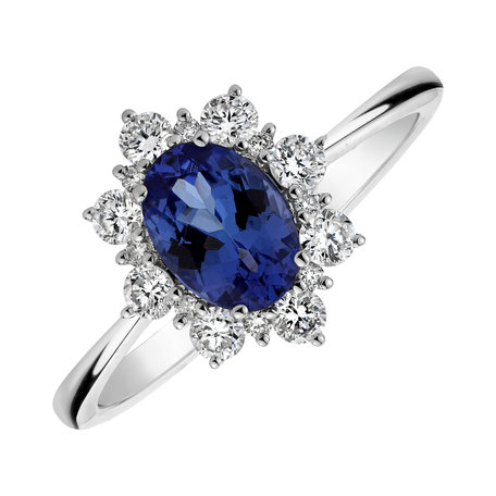 Diamond ring with Tanzanite Princess