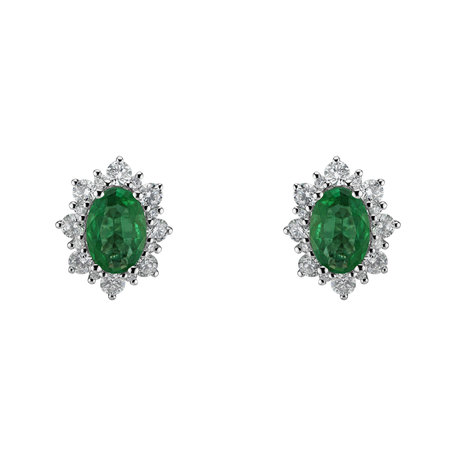 Diamond earrings with Emerald Mary Magdalene