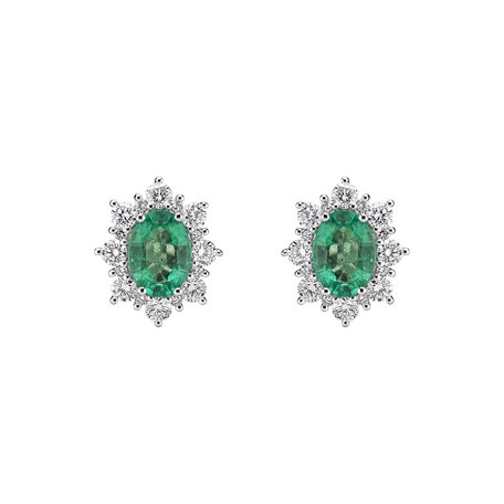 Diamond earrings with Emerald Mary Magdalene