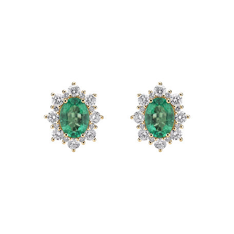 Diamond earrings with Emerald Mary Magdalene