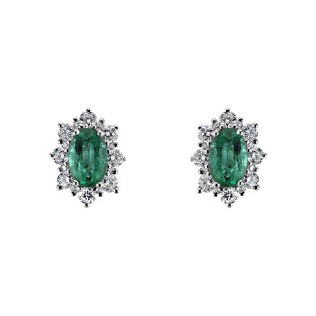 Diamond earrings with Emerald Princess