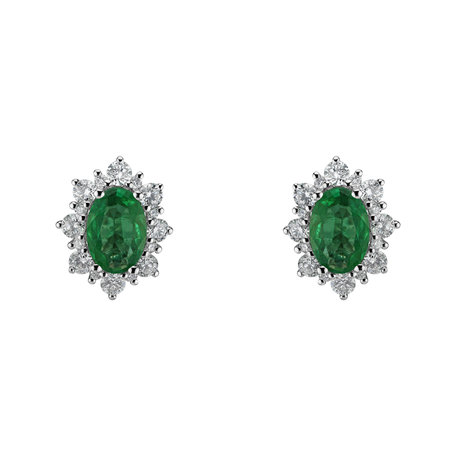 Diamond earrings with Emerald Princess