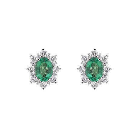 Diamond earrings with Emerald Princess