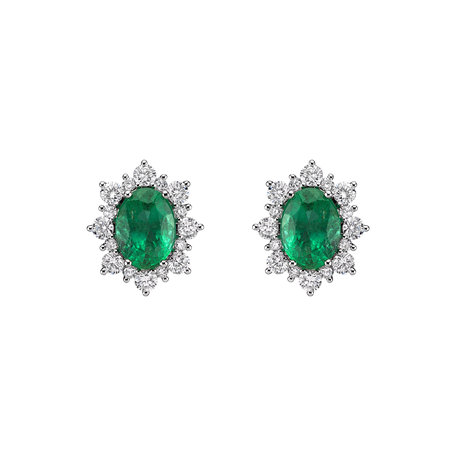 Diamond earrings with Emerald Princess