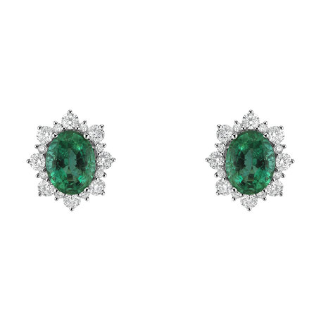 Diamond earrings with Emerald Princess