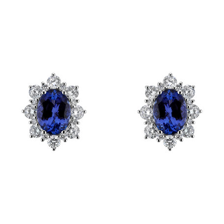 Diamond earrings with Tanzanite Princess