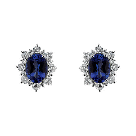 Diamond earrings with Tanzanite Princess