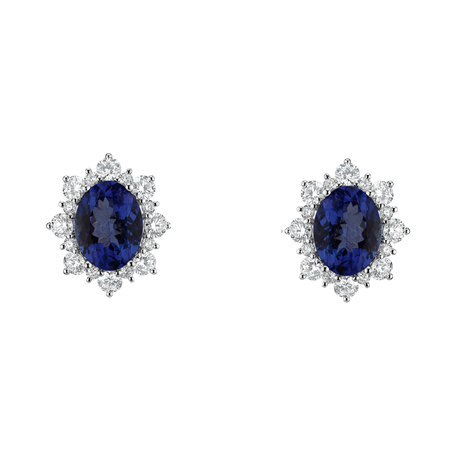 Diamond earrings with Tanzanite Princess