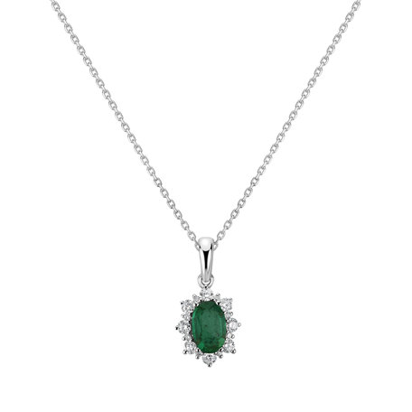 Diamond pendant with Emerald Royal Aurora