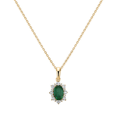 Diamond pendant with Emerald Royal Aurora