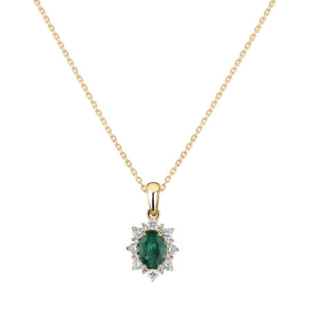 Diamond pendant with Emerald Royal Aurora