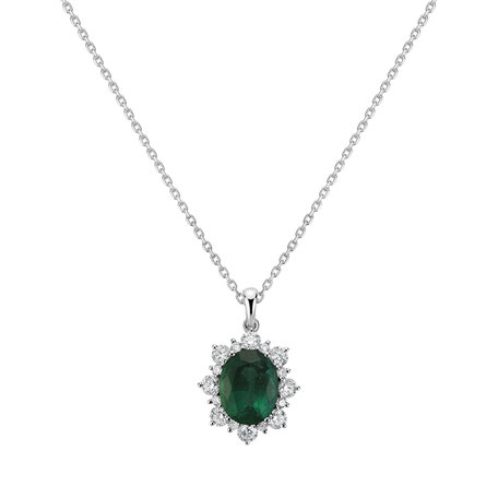 Diamond pendant with Emerald Royal Aurora