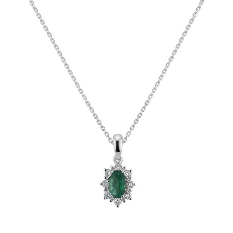 Diamond pendant with Emerald Princess