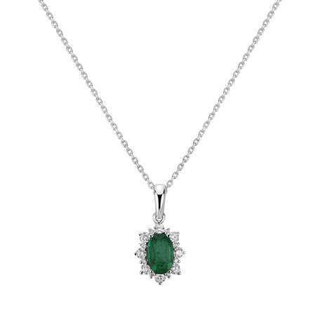 Diamond pendant with Emerald Princess