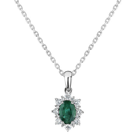 Diamond pendant with Emerald Princess