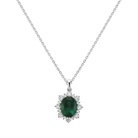 Diamond pendant with Emerald Princess