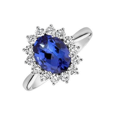 Diamond ring with Tanzanite Princess Sparkle