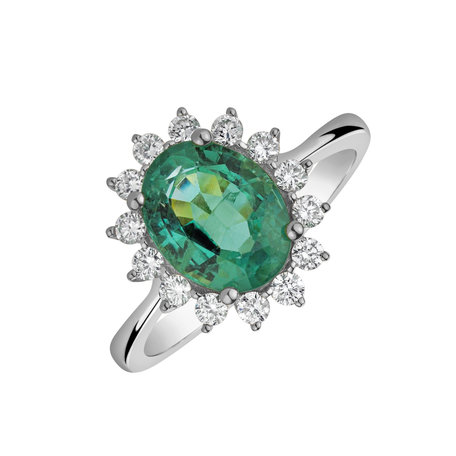 Diamond ring with Emerald Princess