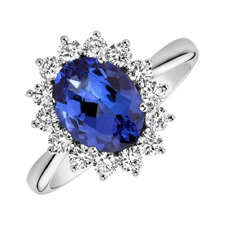 Diamond ring with Tanzanite Princess