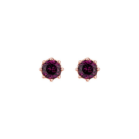 Earrings with Pink Garnet Pink Moon