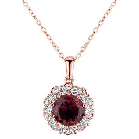 Diamond pendant with Turmalinem Princess Bloom