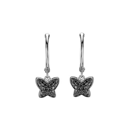 Earrings with black diamonds Amazing Butterfly