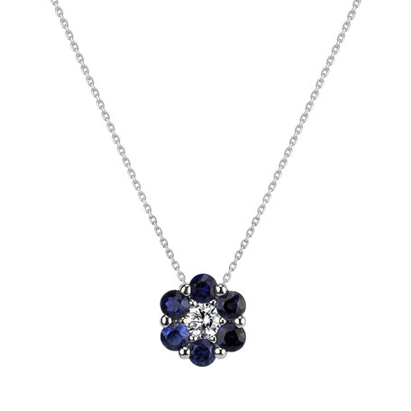 Diamond necklace with Sapphire Shiny Flower