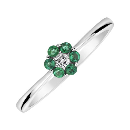 Diamond ring with Emerald Shiny Constellation