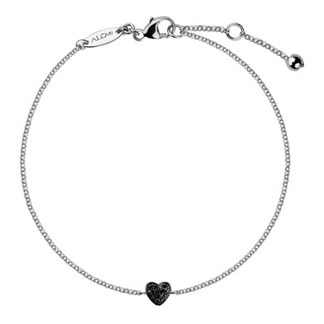 Bracelet with black diamonds Little Heart