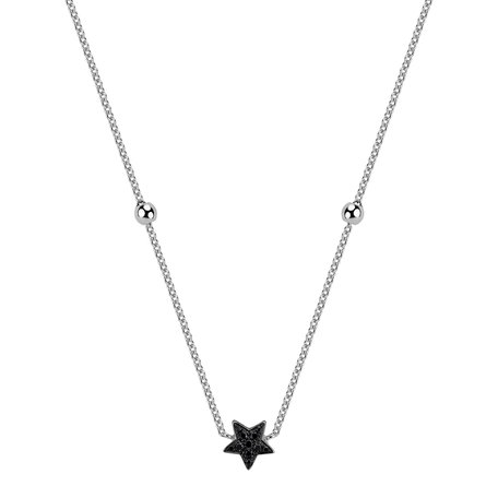 Necklace with black and white diamonds Star Waterfall