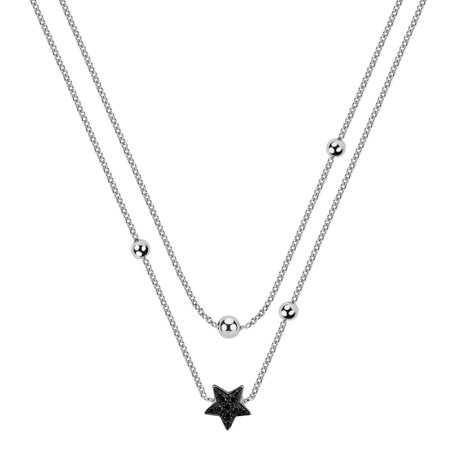 Necklace with black and white diamonds Star Waterfall