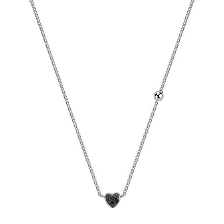 Necklace with black and white diamonds Tender Heart