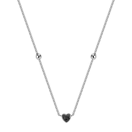 Necklace with black and white diamonds Tender Heart