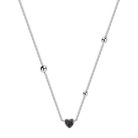 Necklace with black and white diamonds Tender Heart