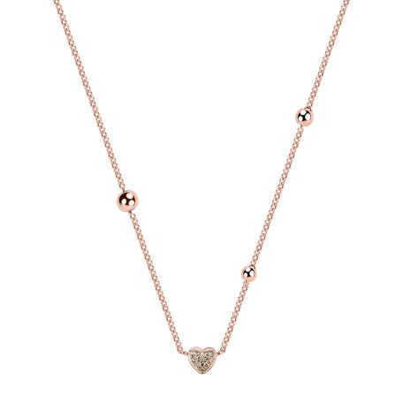 Necklace with brown and white diamonds Tender Heart