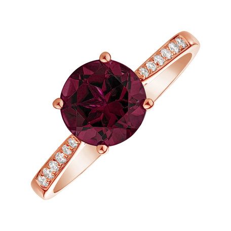 Diamond ring with Rhodolite Bonbon