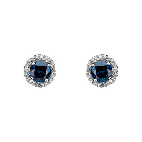 Earrings with blue diamonds and white diamonds Blue Lagoon