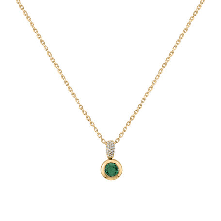 Diamond pendant with Emerald Delicate Drop