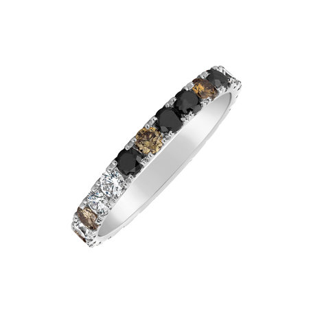 Ring with black, brown and white diamonds Eternal Promise