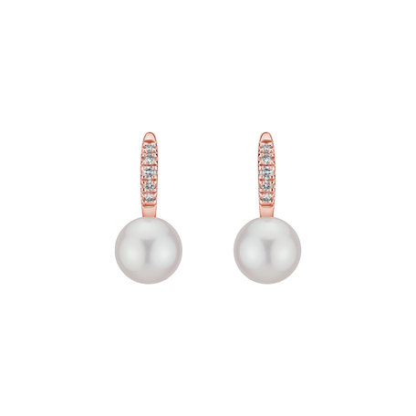 Diamond earrings with Pearl Shimmering Lake