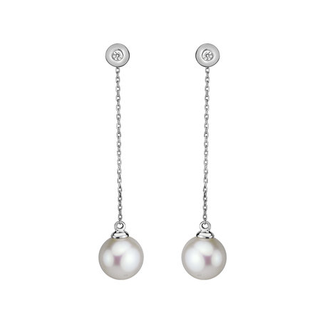 Diamond earrings with Pearl Pearl Fall