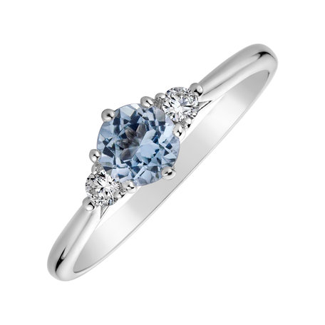 Diamond ring with Topaz Sky Midnight Serenity