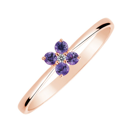 Diamond ring with Amethyst Brazil Divine Bloom