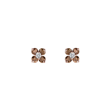 Earrings with brown diamonds Divine Bloom