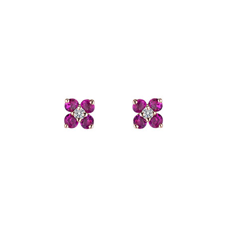 Diamond earrings with Ruby Divine Bloom