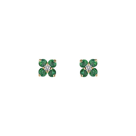 Diamond earrings with Emerald Divine Bloom